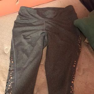 Grey livi active leggings with pink decal